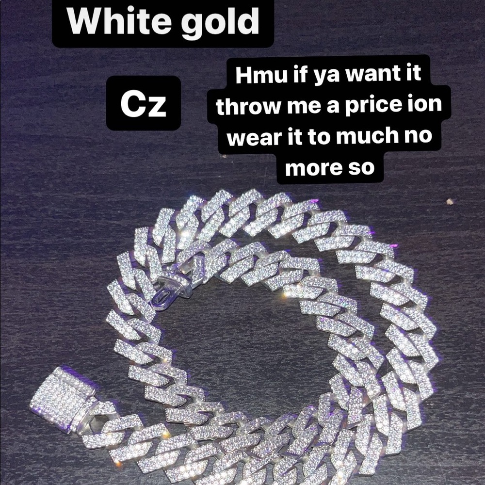 White gold (real) and cz stones 18 inches